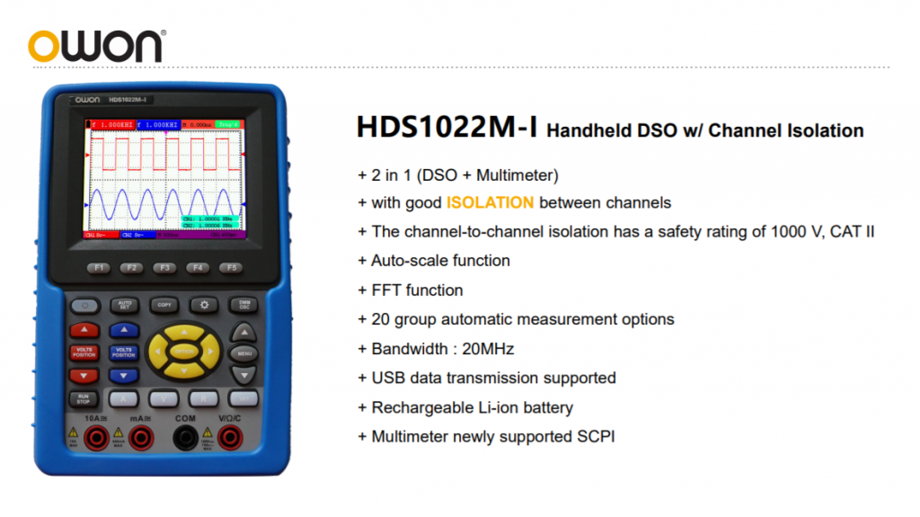 Hds M I Handheld Dso W Channel Isolation Owon By