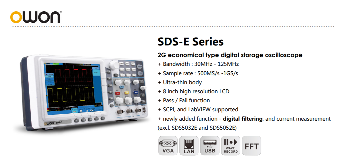 SDS-E Series 2G economical type digital storage oscilloscope
