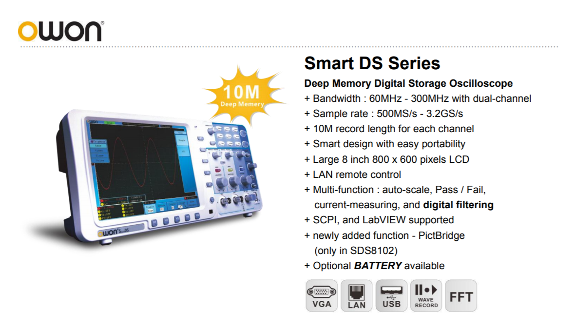 Smart DS Series Deep Memory Digital Storage Oscilloscope
